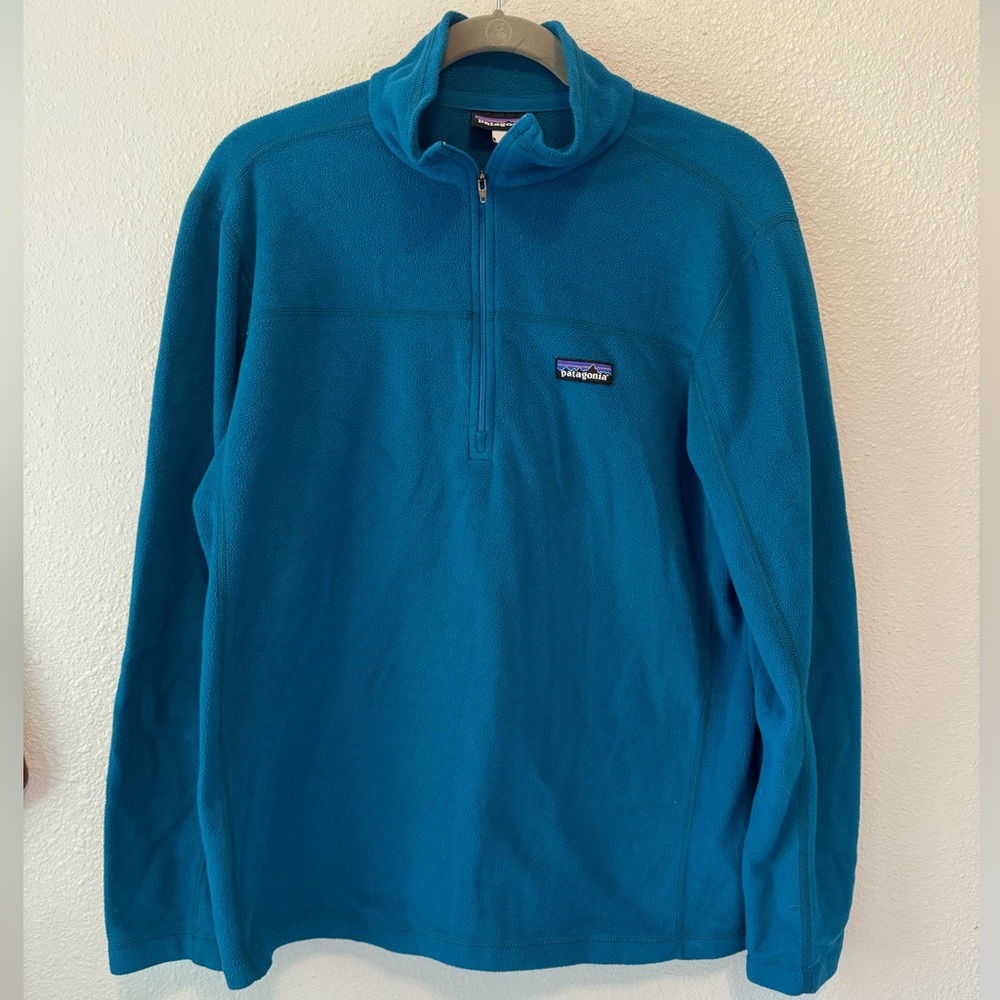 Patagonia Pullover Jacket Mens Small Blue Fleece 1/4 Zip Lightweight